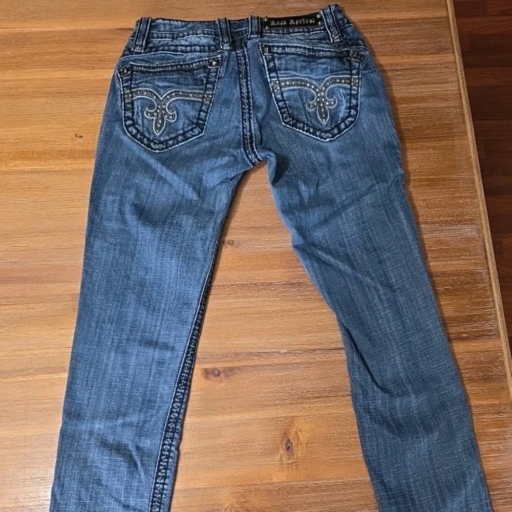 Rock Revival Blue Skinny Jeans with Decorative Stitching